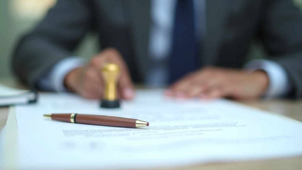 Close-up of approval stamp and official business documents on desk, representing investment application and certification process