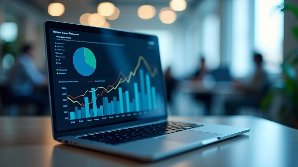Financial data dashboard displaying investment metrics, charts, and performance indicators with green upward trends