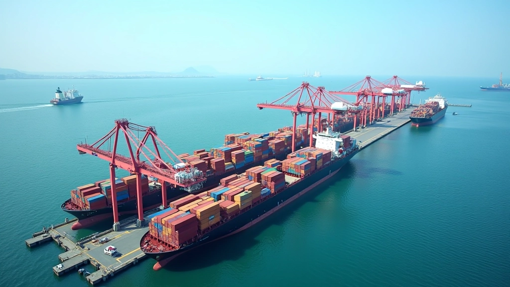 Malaysian port facility with cargo containers and shipping vessels representing trade infrastructure and investment hub capabilities