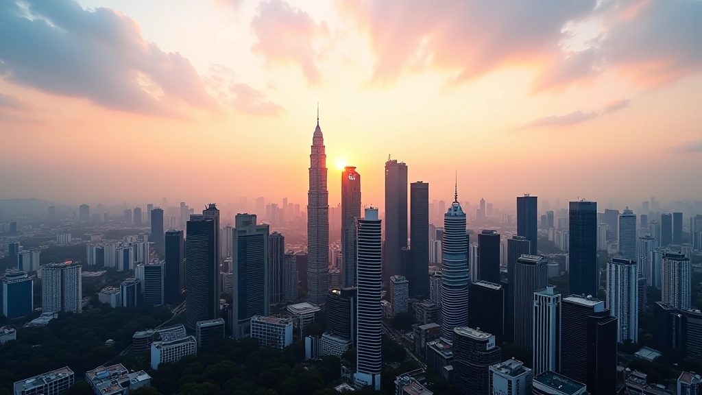 Modern business district with tall buildings representing Malaysia's economic growth and investment landscape