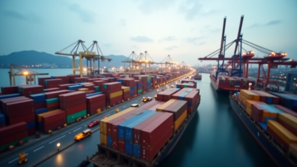 Container ships and cargo operations at modern Malaysian port facility showing logistics infrastructure for semiconductor export